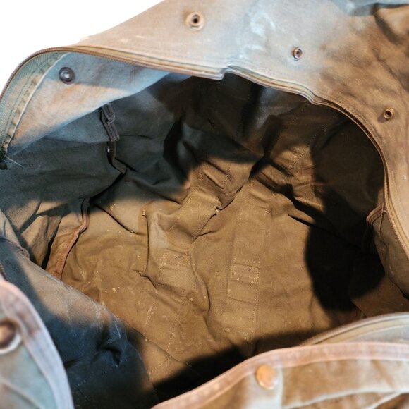 Vintage Military Flyers Kit Bag Olive Green Canvas Heavy Duty USA-Made Zipper Cl - Picture 2 of 6